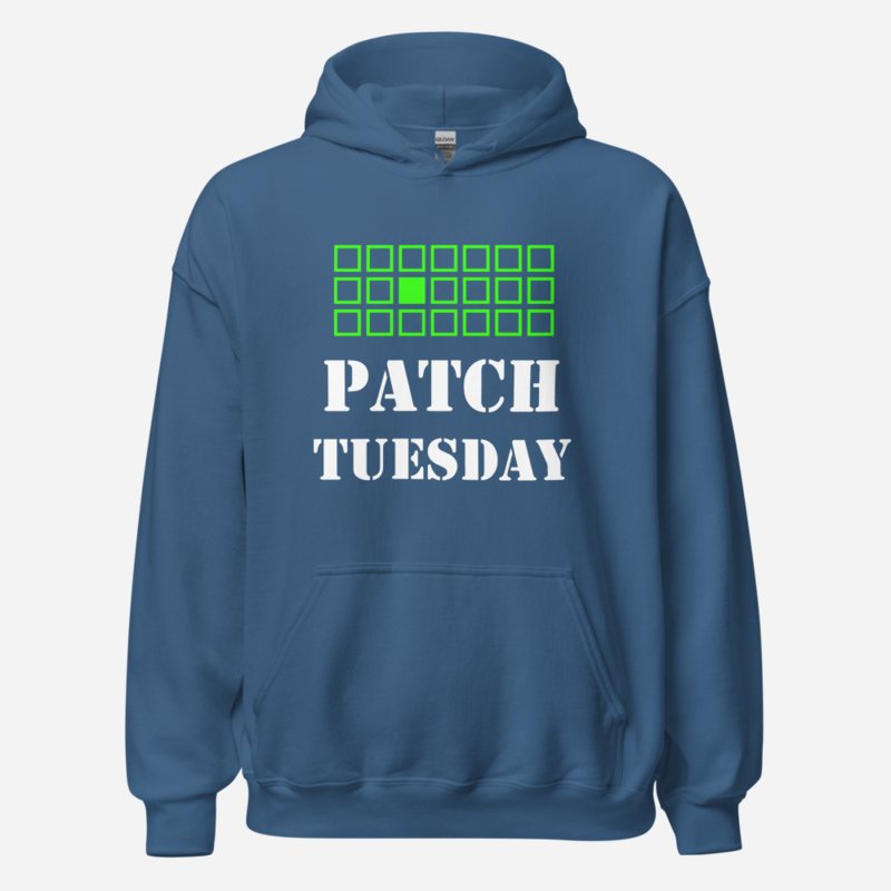 Cybersecurity Geniuses Patch Tuesday Hoodie in Indigo Blue