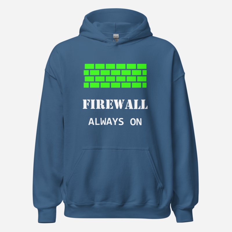 Cybersecurity Geniuses Firewall Always On Hoodie in Indigo Blue