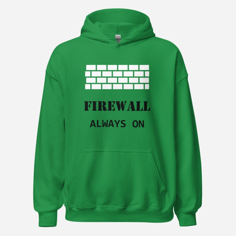 Cybersecurity Geniuses Firewall Always On Hoodie in Irish Green