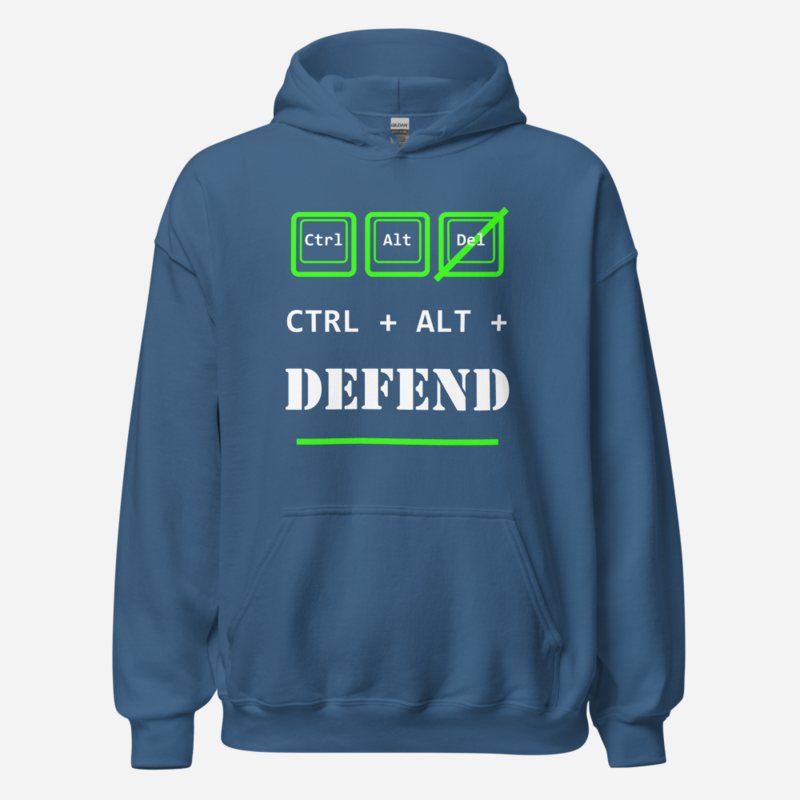 Cybersecurity Geniuses Ctrl Alt Defend Hoodie Indigo Blue