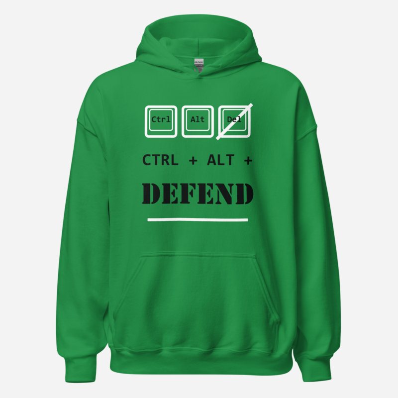 Cybersecurity Geniuses Ctrl Alt Defend Hoodie Irish Green