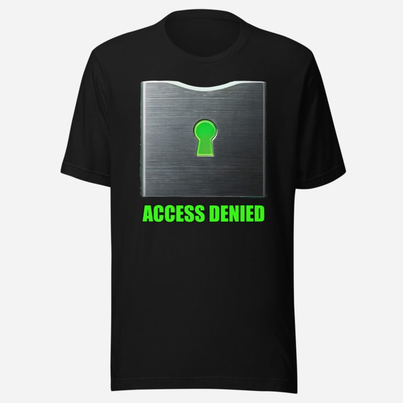 Cybersecurity Geniuses Access Denied Neon Lock Tee in Black