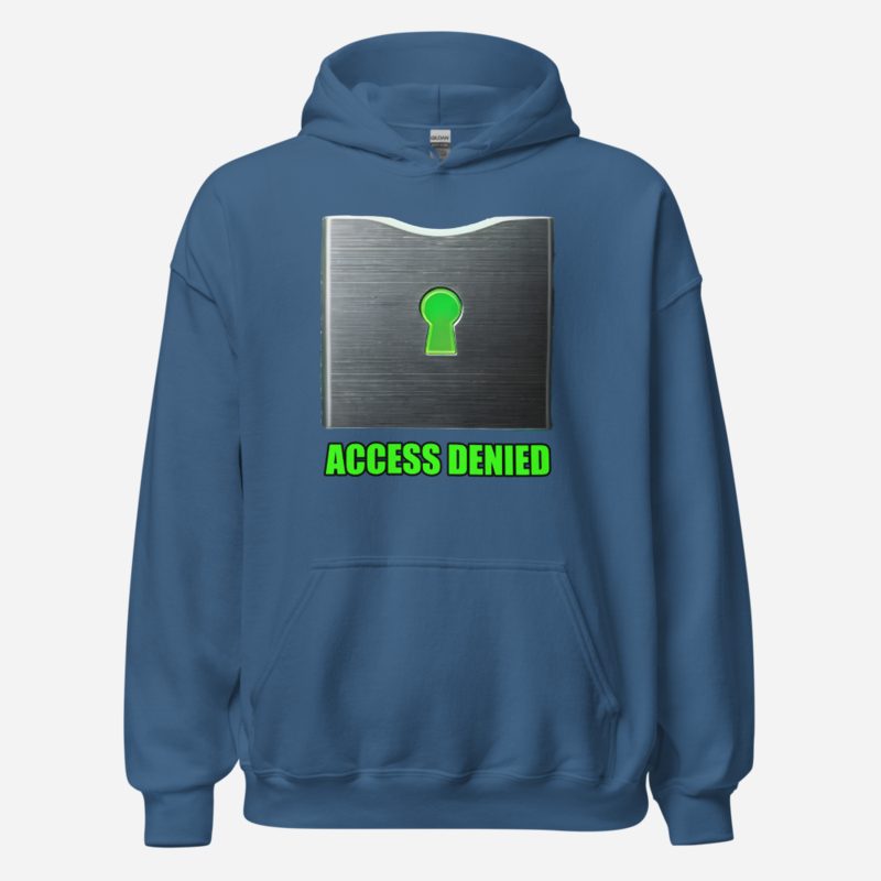 Cybersecurity Geniuses Access Denied Neon Lock Hoodie in Indigo Blue