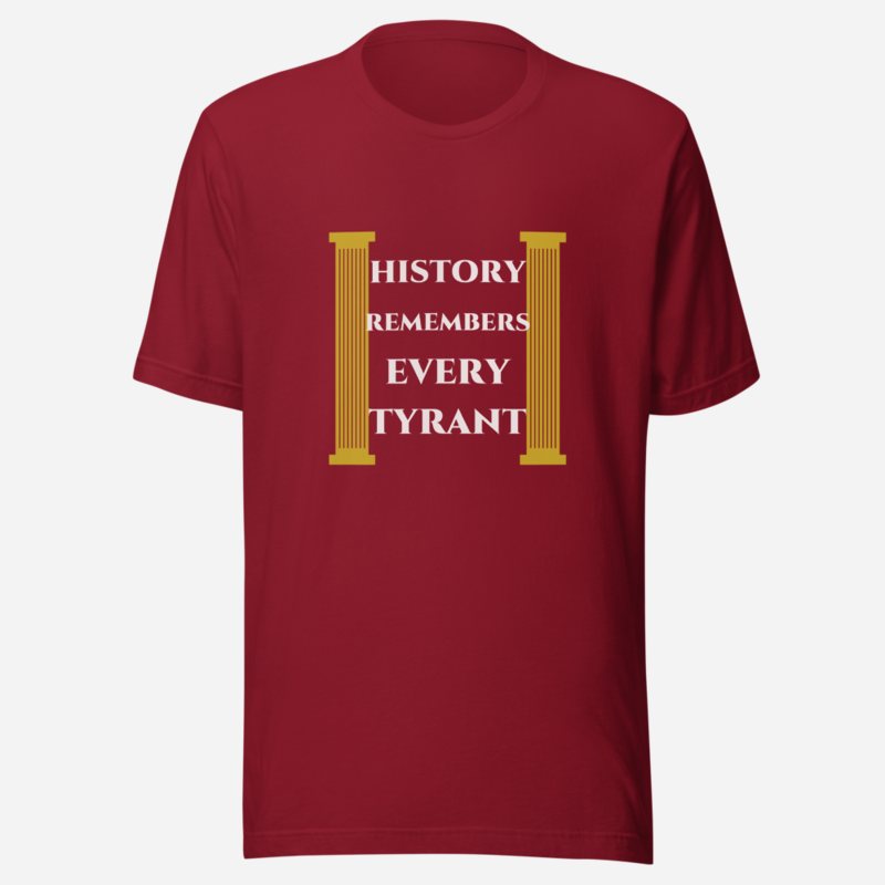 Evil Leaders History Remembers Every Tyrant Tee in Cardinal