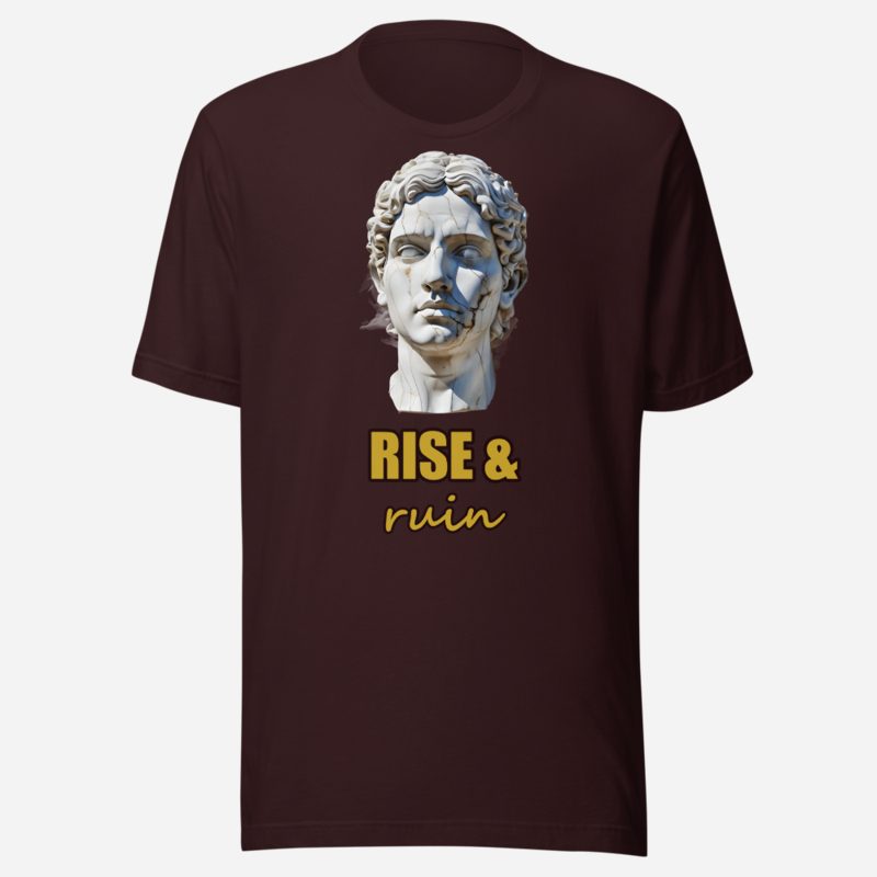 Evil Leaders Rise & Ruin Falling Statue Tee Oxblood Black