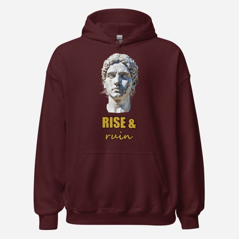 Evil Leaders Rise & Ruin Falling Statue Hoodie in Maroon