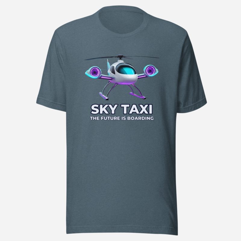 Futuristic Flow Sky Taxi Tee in Heather Slate