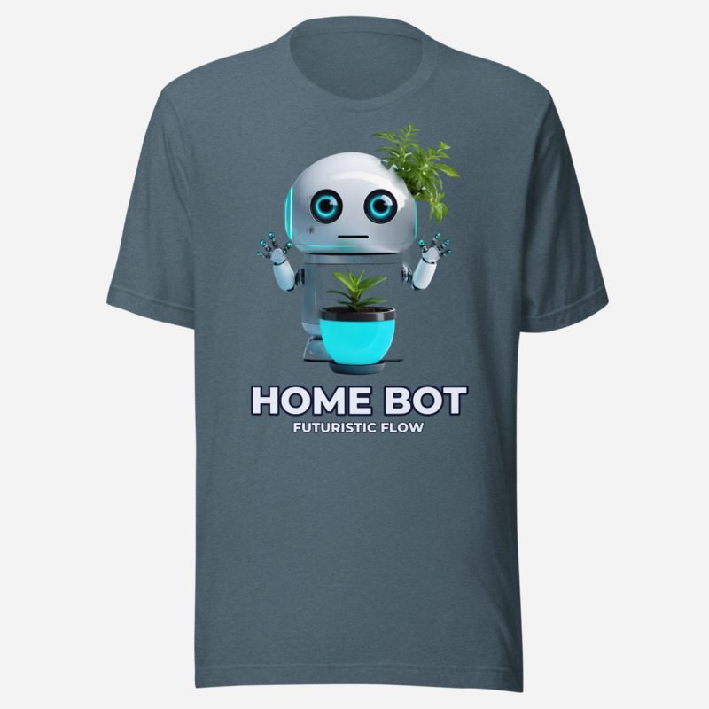 Futuristic Flow Home Bot Tee in Heather Slate
