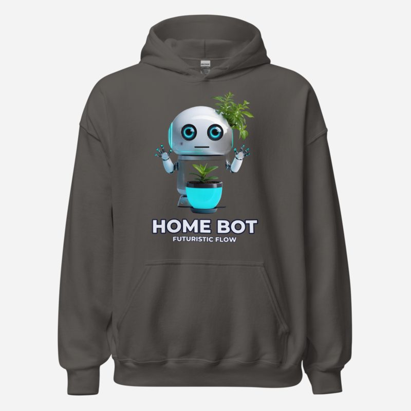 Futuristic Flow Home Bot Hoodie in Charcoal