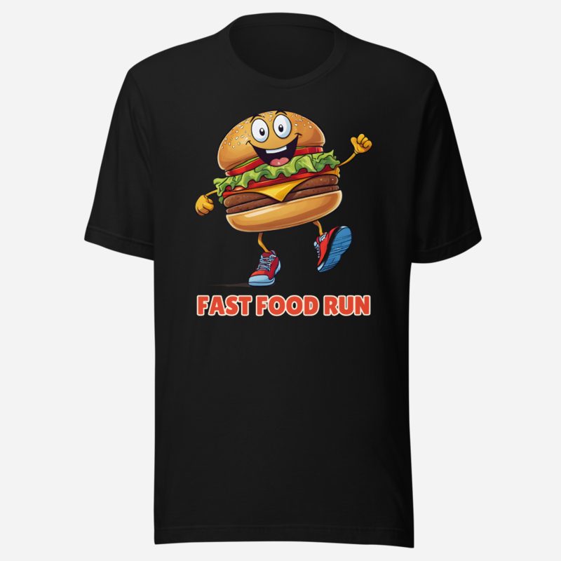 Fast Food Run Burger Run Tee in Black
