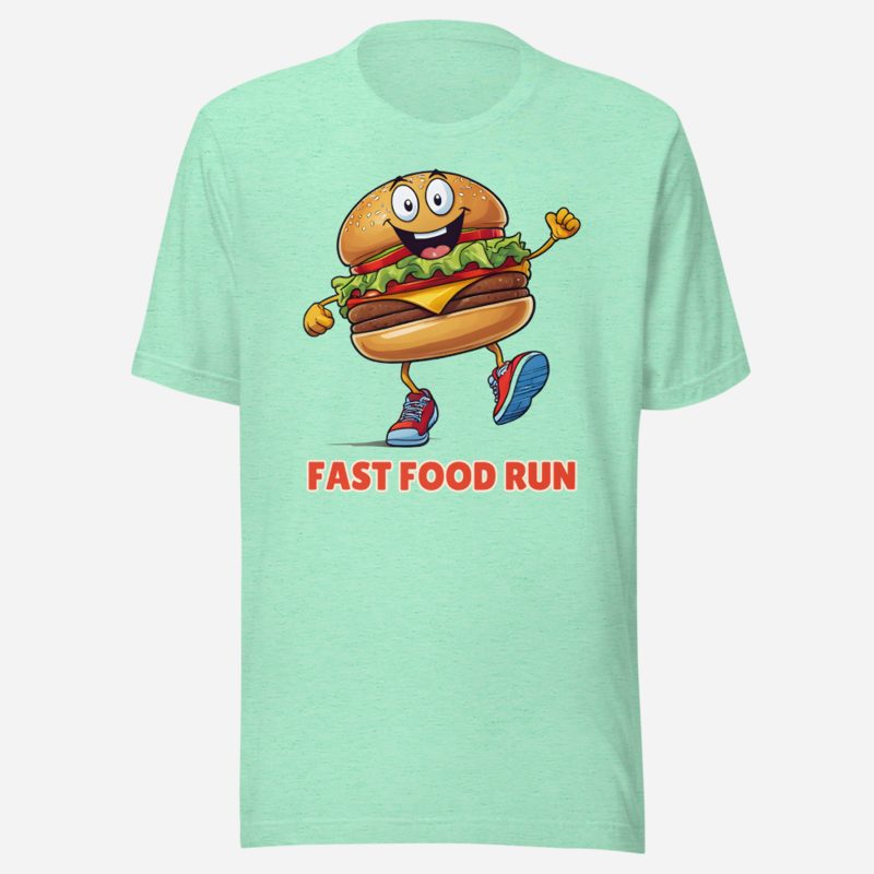 Fast Food Run Burger Run Tee Heather Mint