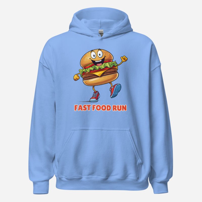 Fast Food Run Burger Run Hoodie in Carolina Blue