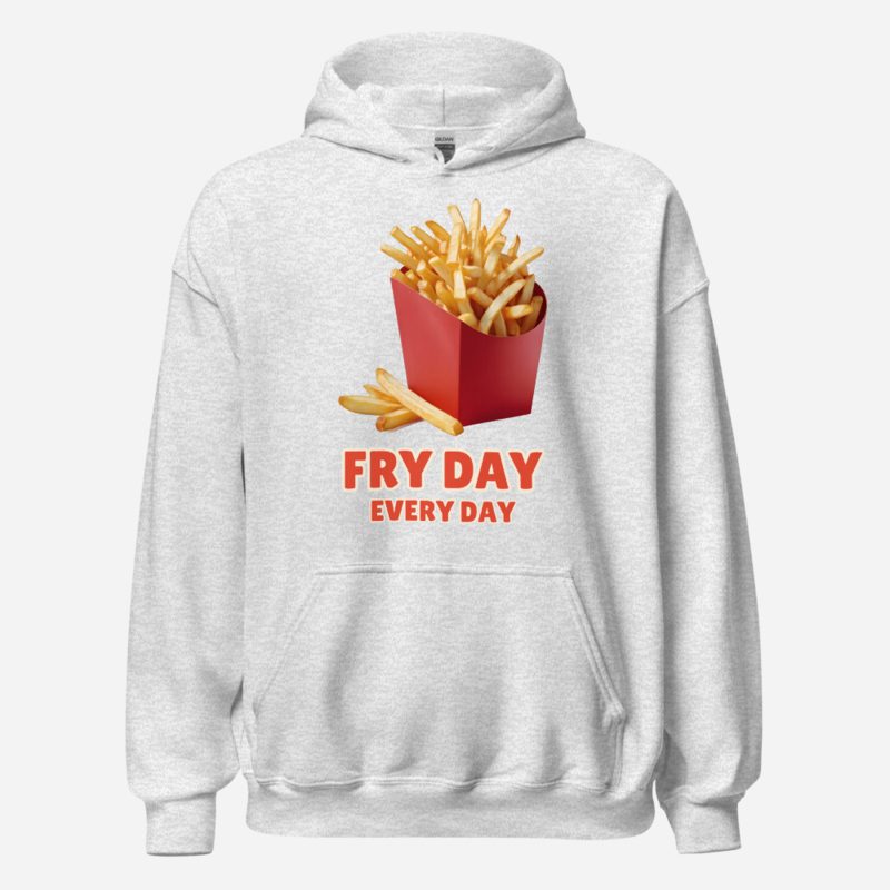 Fast Food Run Fry Day Every Day Hoodie in Ash