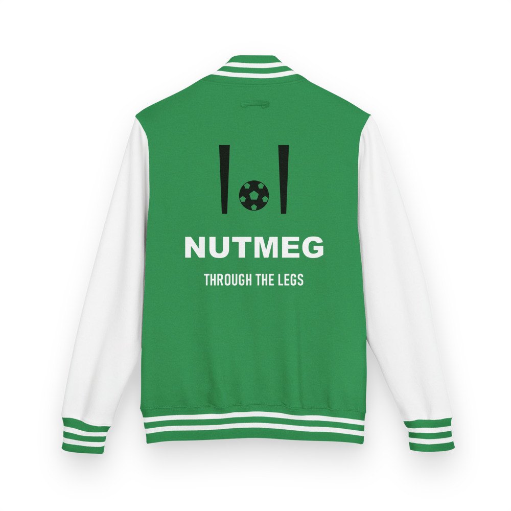 Top Gaming Society Nutmeg Varsity Jacket in Kelly Green/Arctic White