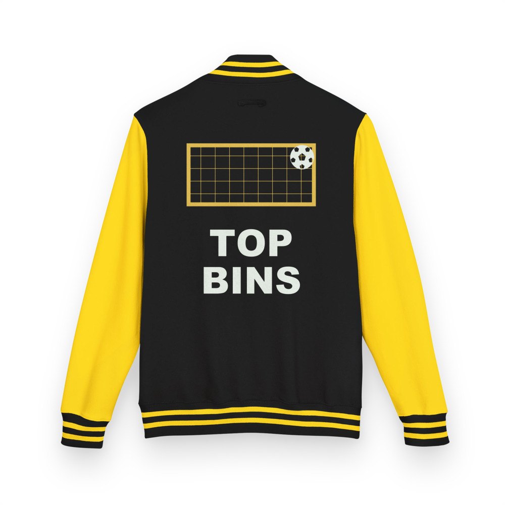 Top Gaming Society Top Bins Varsity Jacket in Jet Black/Sun Yellow