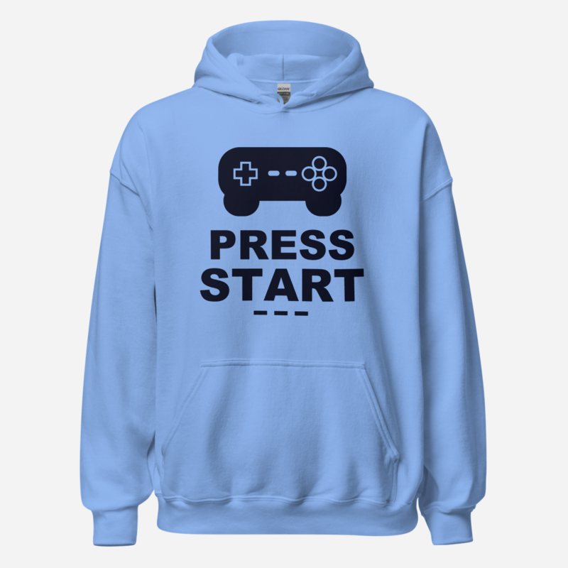 Top Gaming Society Press Start Hoodie in Carolina Blue