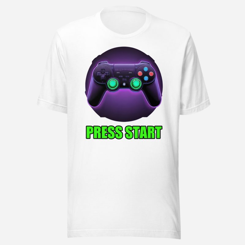 Top Gaming Society Press Start Controller Tee White