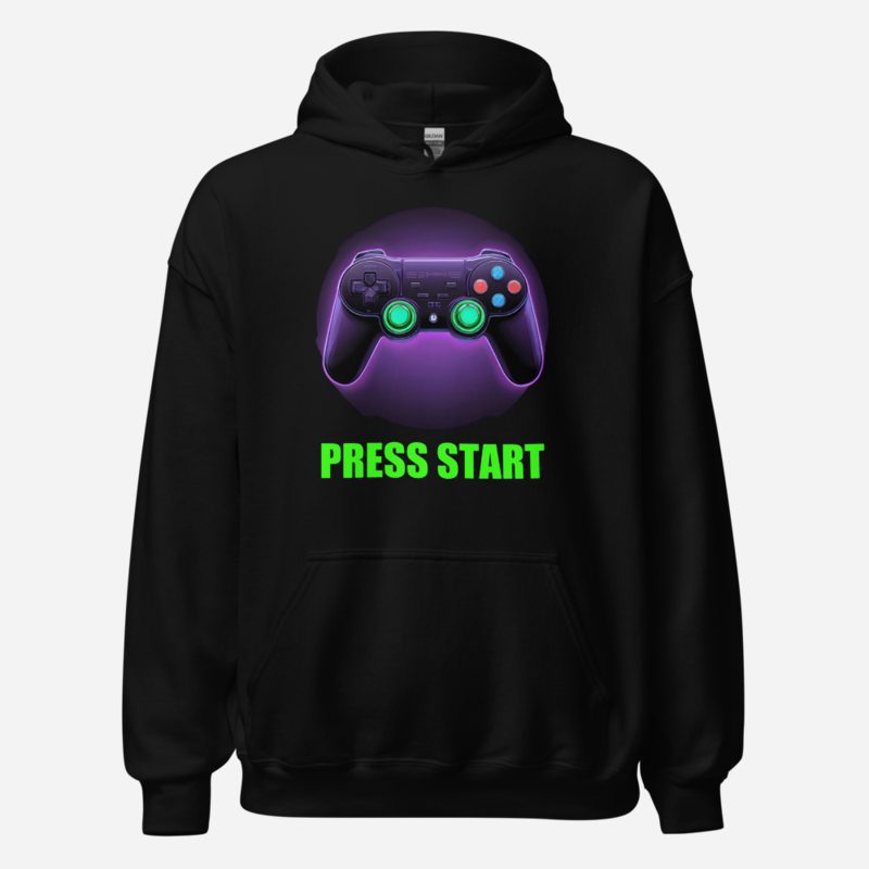 Top Gaming Society Press Start Controller Hoodie in Black