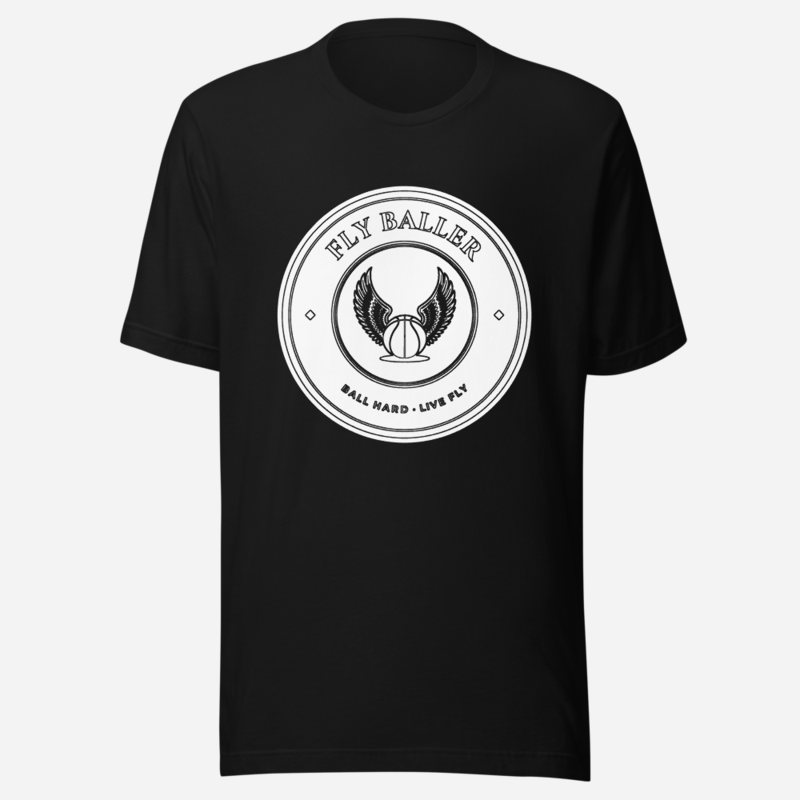 Fly Baller Winged Ball Crest Tee in Black