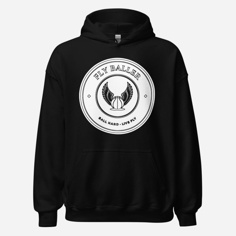 Fly Baller Winged Ball Crest Hoodie in Black