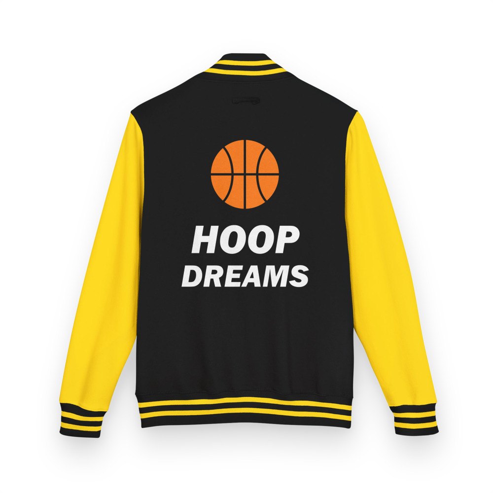 Fly Baller Hoop Dreams Varsity Jacket in Jet Black/Sun Yellow
