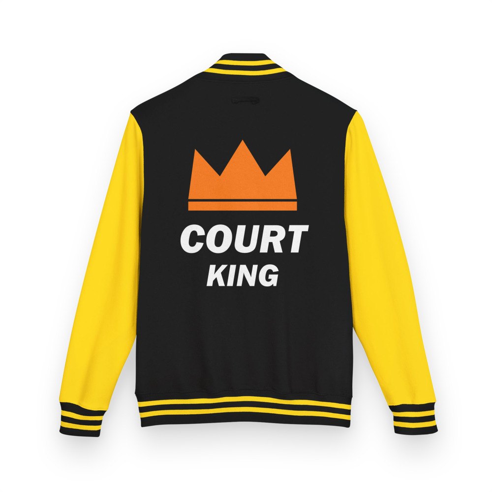 Fly Baller Court King Varsity Jacket in Jet Black/Sun Yellow