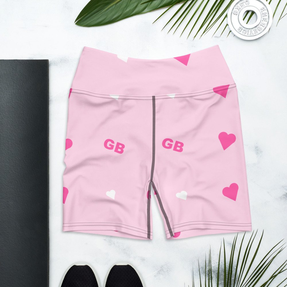 Gorgeous Baddie Hearts Yoga Shorts in White