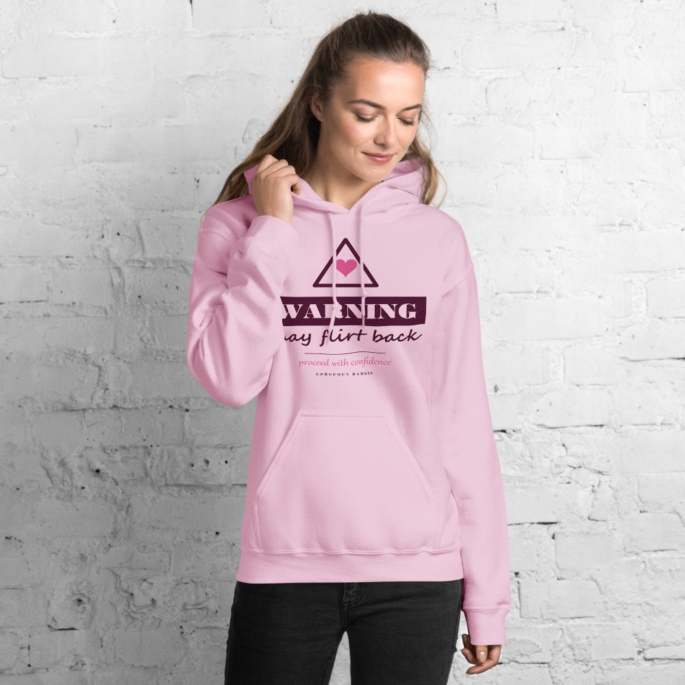 Gorgeous Baddie Warning: May Flirt Back Love Notes Hoodie White Front