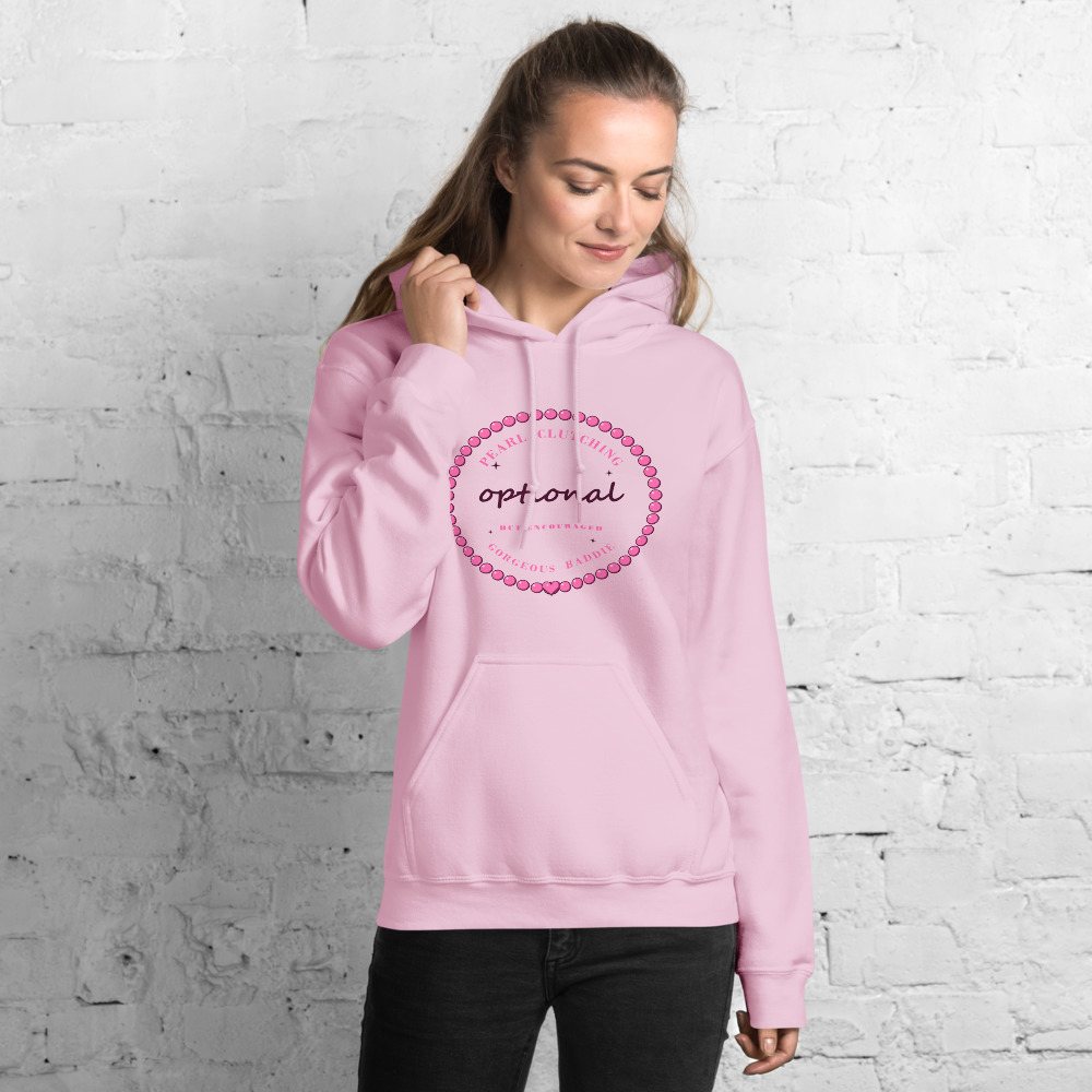 Gorgeous Baddie Pearl Clutching Optional Boutique Hoodie White Front