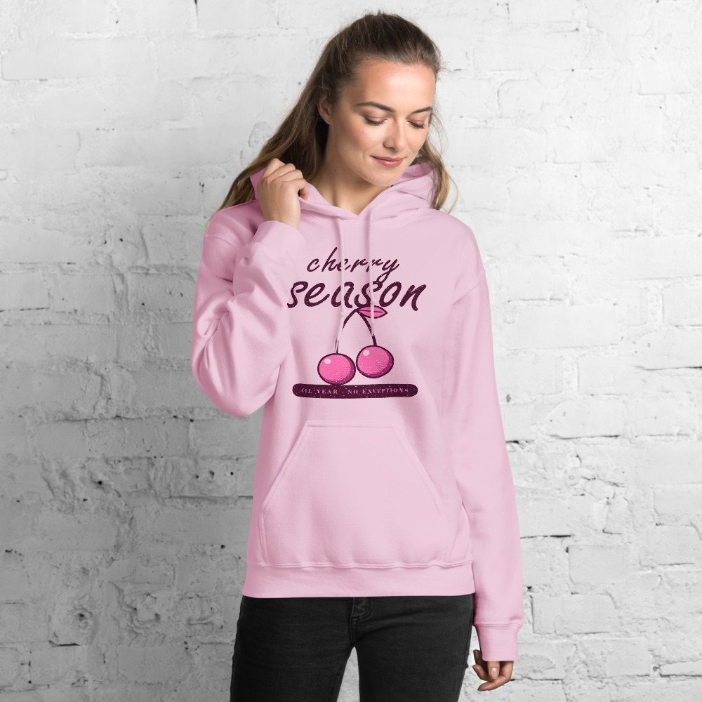 Gorgeous Baddie Cherry Season All Year Boutique Hoodie White Front