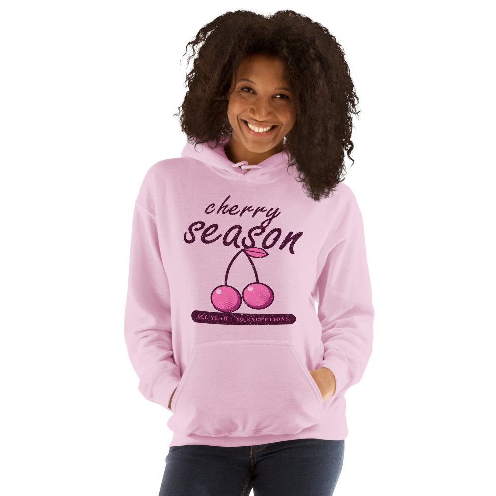 Gorgeous Baddie Cherry Season All Year Boutique Hoodie White Front