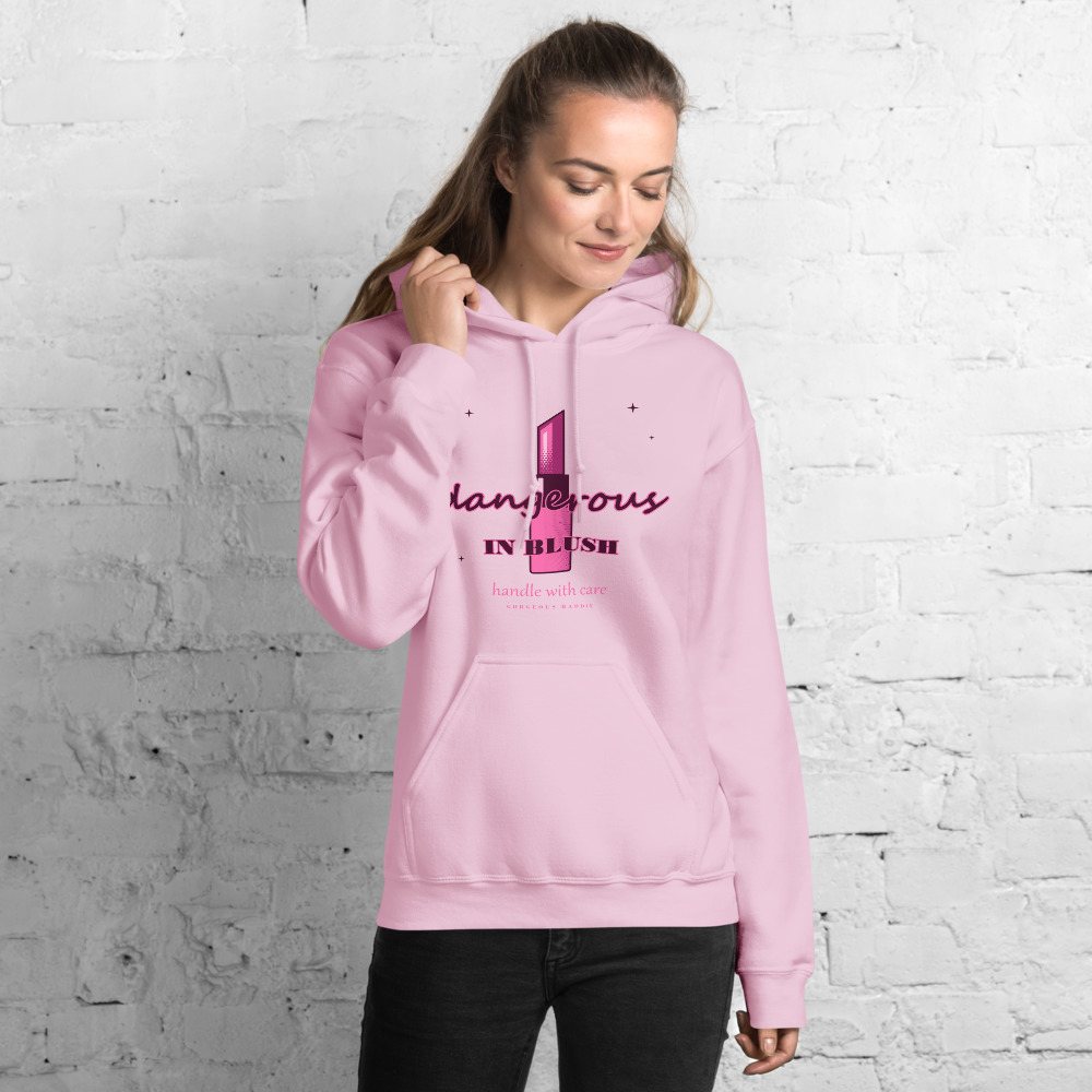 Gorgeous Baddie Dangerous In Blush Boutique Hoodie White Front