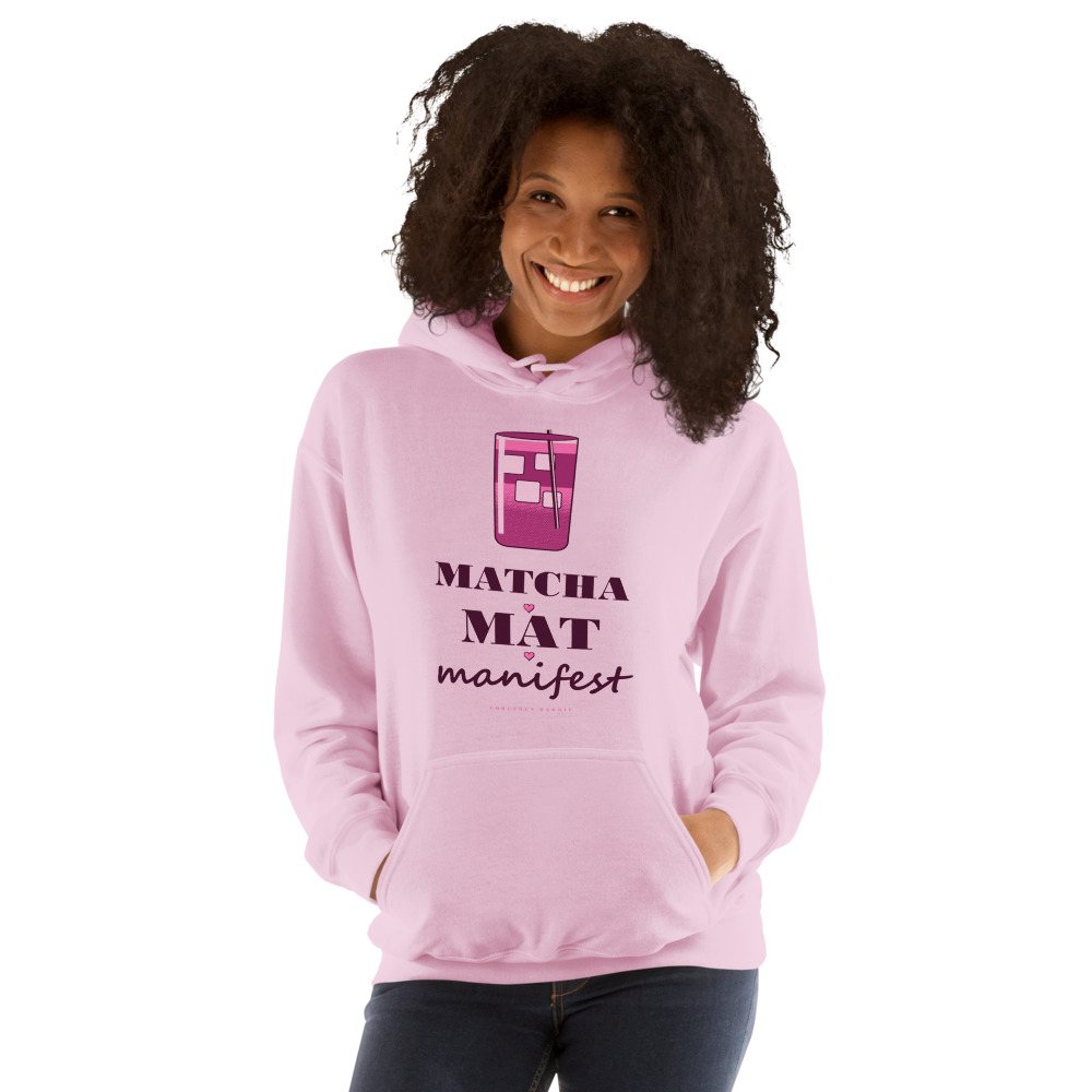 Gorgeous Baddie Matcha Mat Manifest Boutique Hoodie White Front