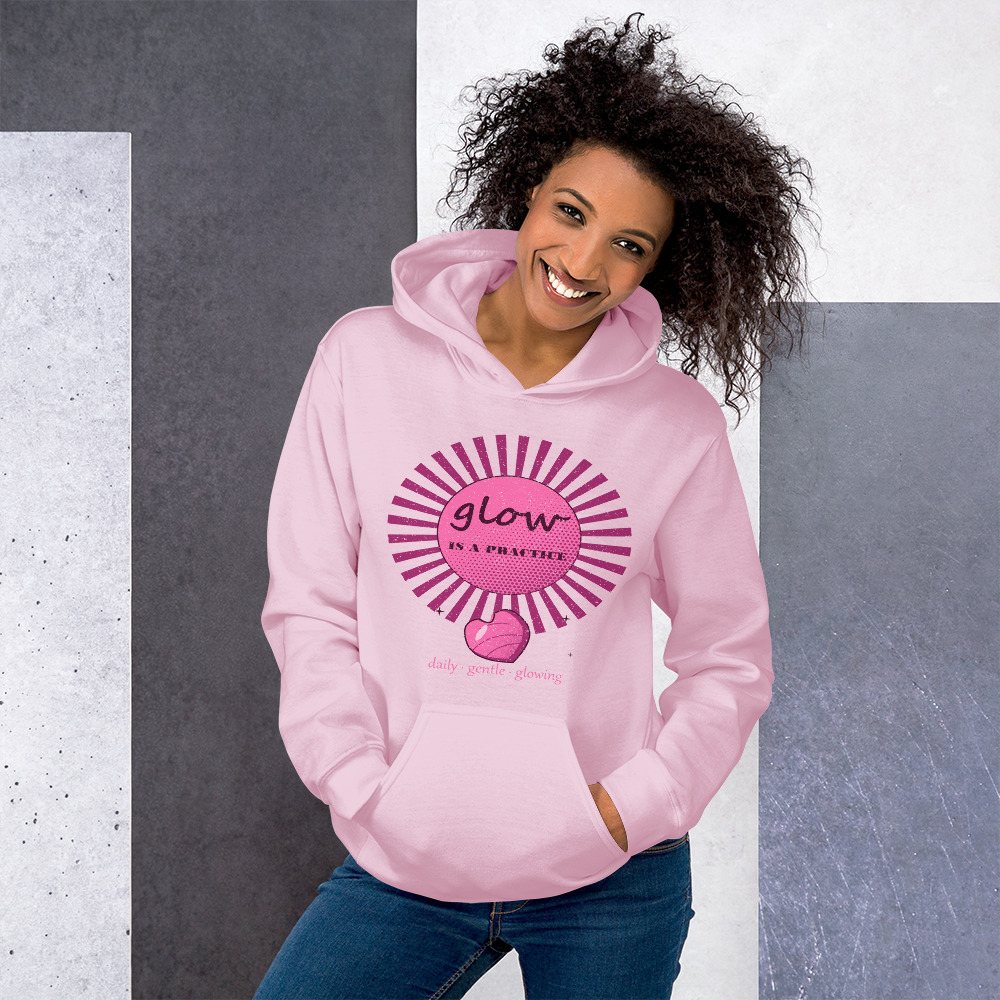 Gorgeous Baddie Glow Is A Practice Boutique Hoodie White in Light Pink