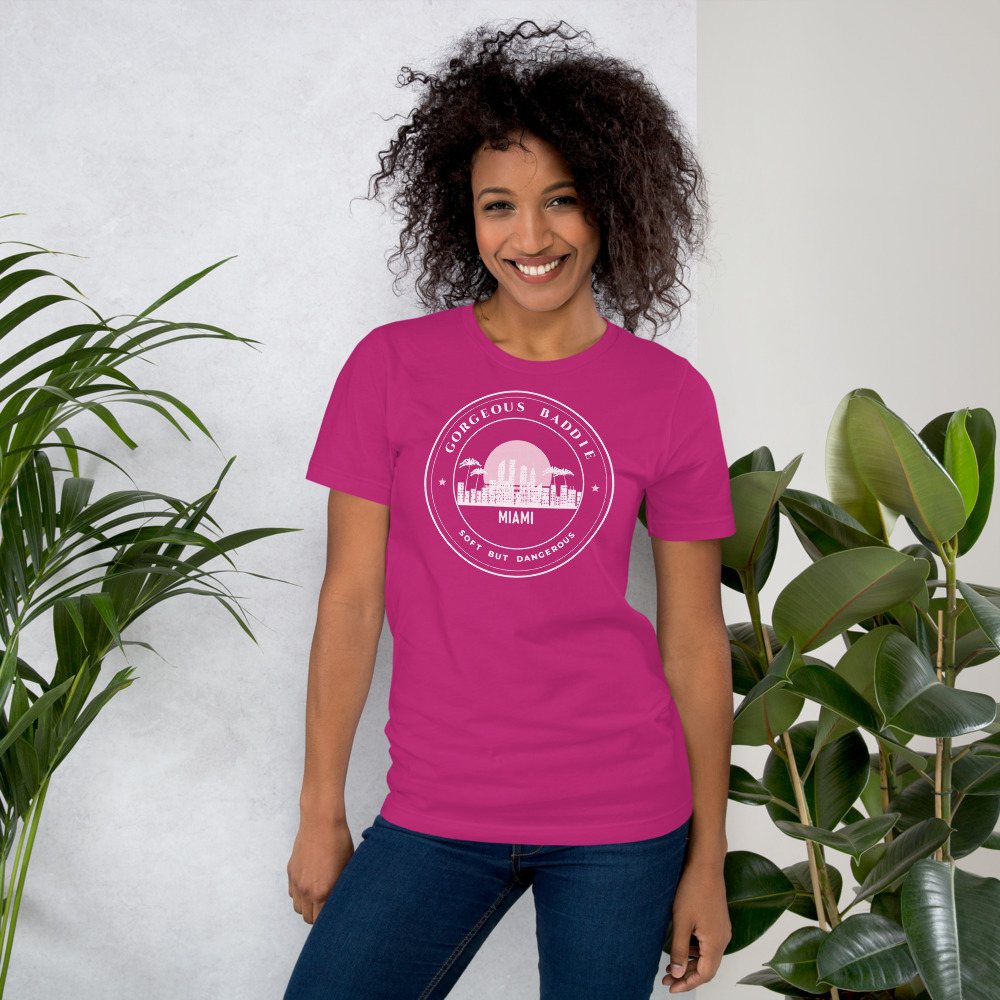 Gorgeous Baddie Miami Crest Tee in Berry