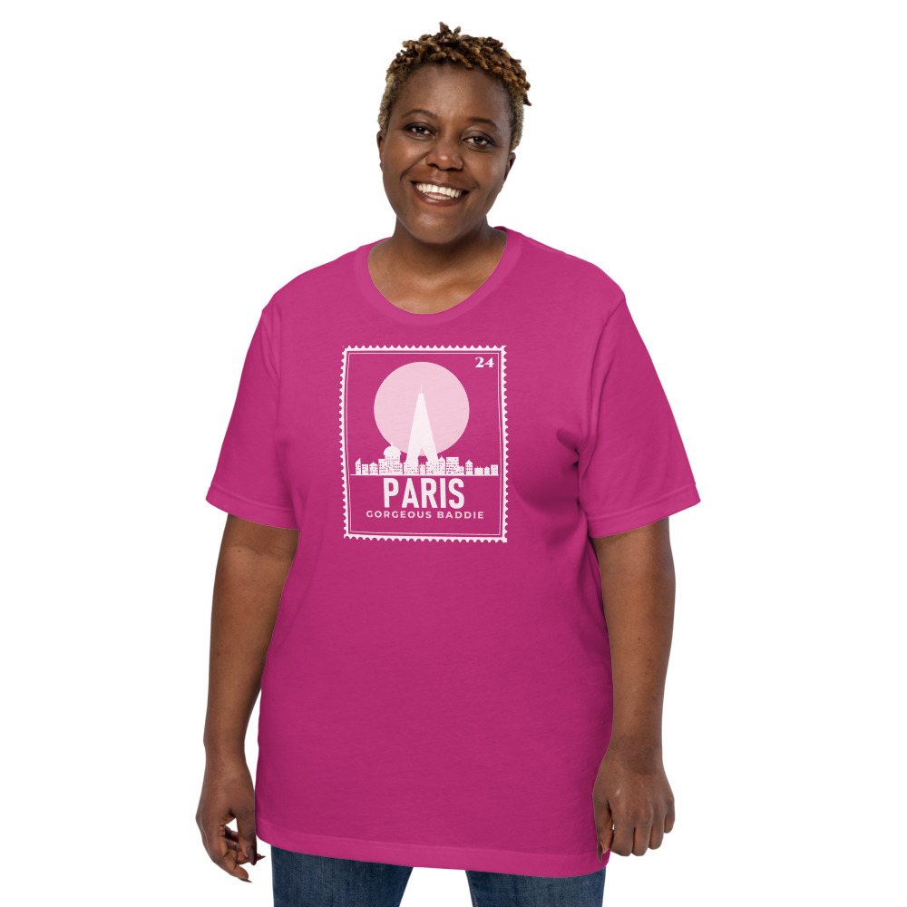 Gorgeous Baddie Paris Stamp Tee in Berry