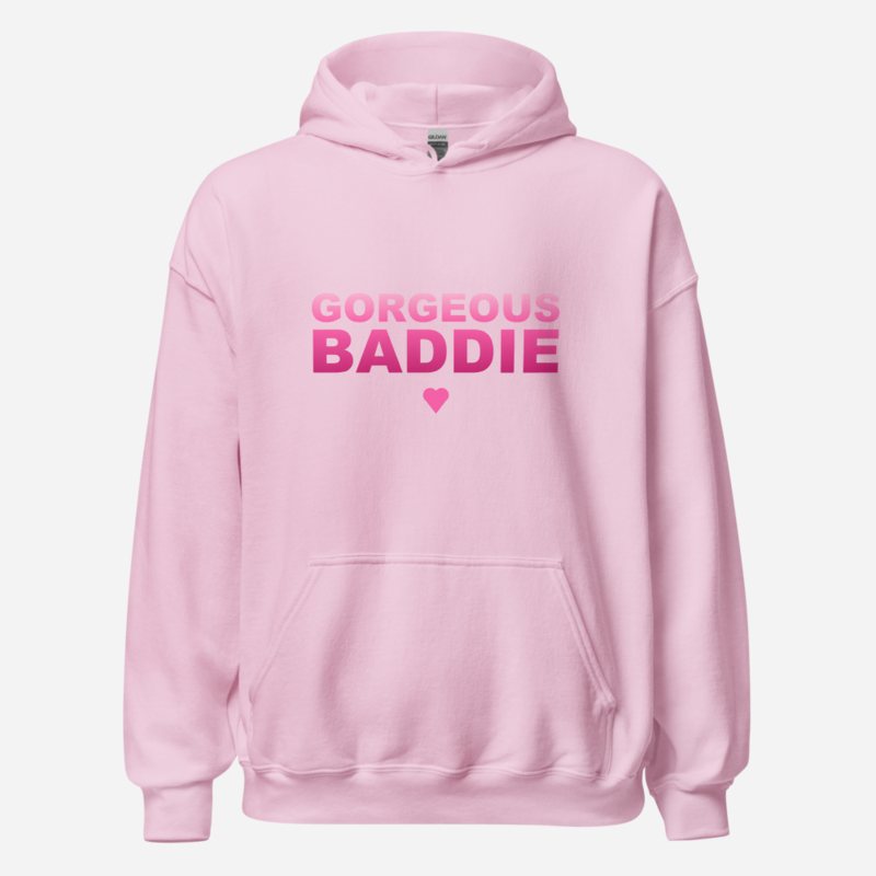 Gorgeous Baddie Stacked Hoodie Light Pink