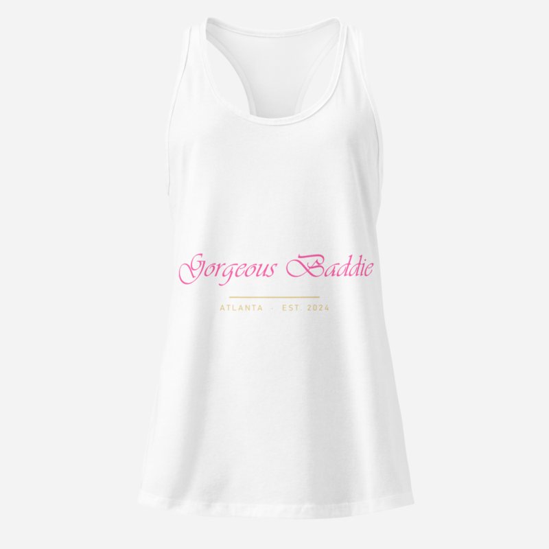 Gorgeous Baddie Signature Racerback Tank White