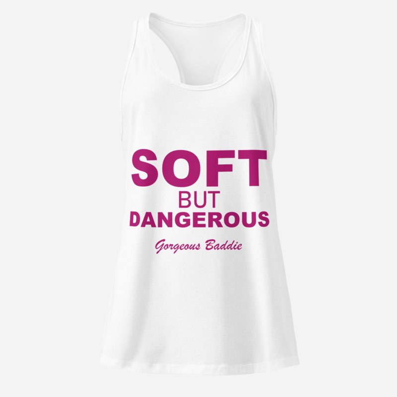 Gorgeous Baddie Soft But Dangerous Racerback Tank in White