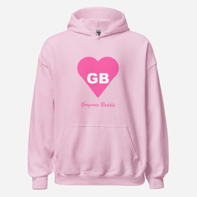 Gorgeous Baddie Heart Monogram Hoodie Light Pink