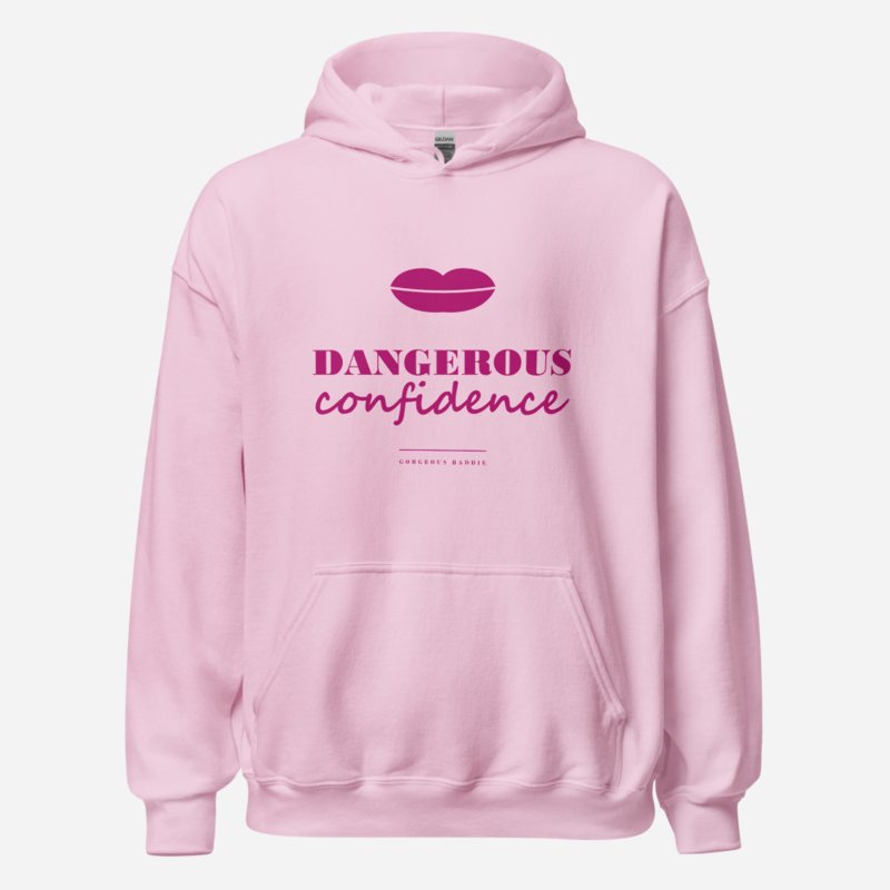 Gorgeous Baddie Dangerous Confidence Lux Hoodie Light Pink