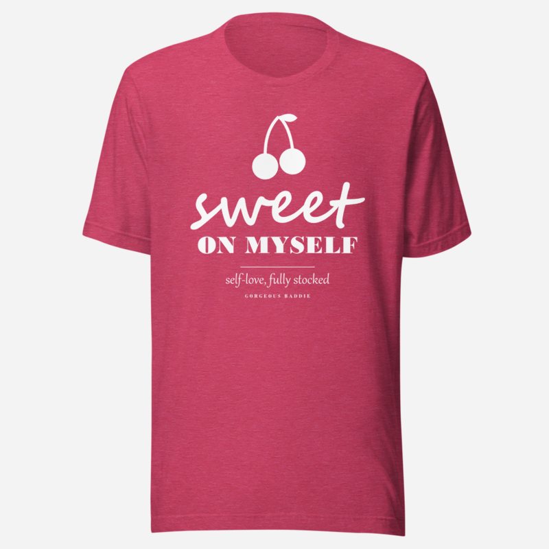 Gorgeous Baddie Sweet On Myself Love Notes Tee in Heather Raspberry