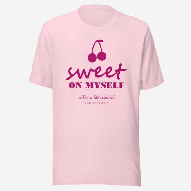 Gorgeous Baddie Sweet On Myself Love Notes Tee Soft Pink