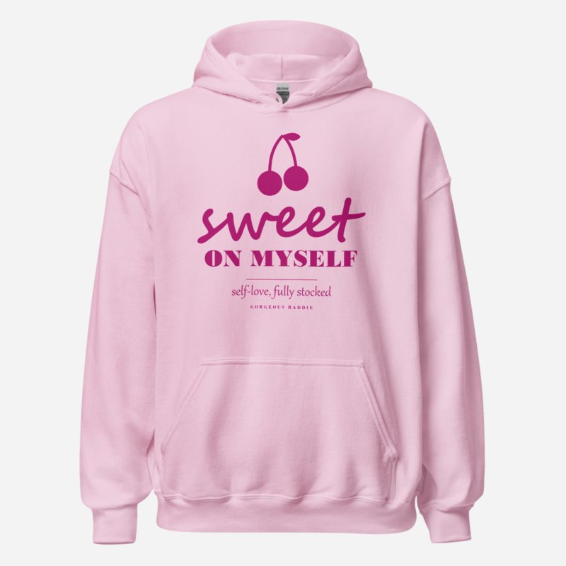 Gorgeous Baddie Sweet On Myself Love Notes Hoodie Light Pink