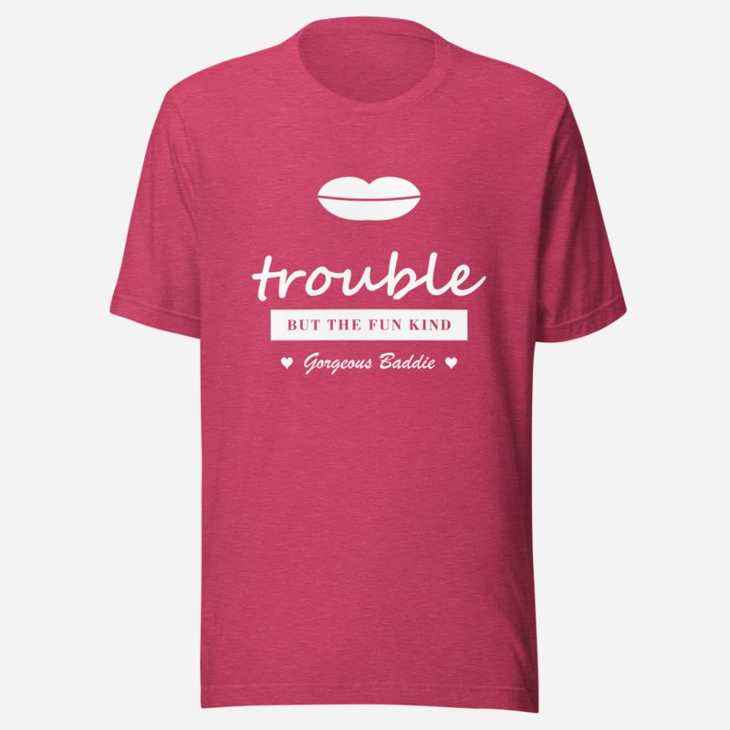 Gorgeous Baddie Trouble, But The Fun Kind Love Notes Tee in Heather Raspberry