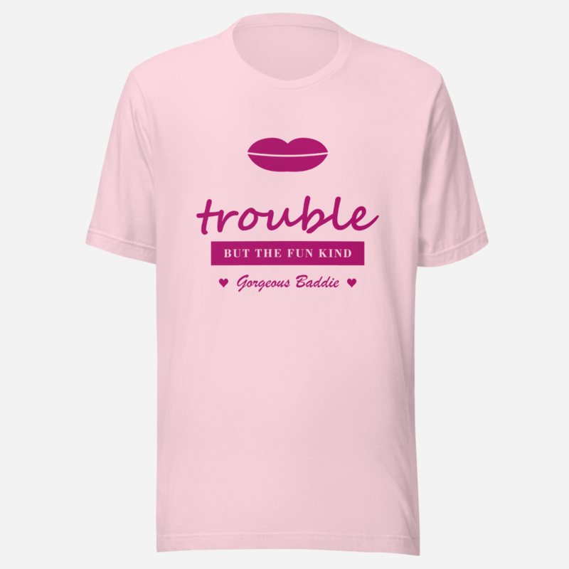 Gorgeous Baddie Trouble, But The Fun Kind Love Notes Tee Soft Pink