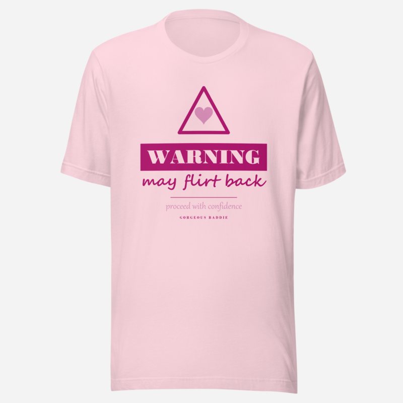 Gorgeous Baddie Warning: May Flirt Back Love Notes Tee Soft Pink