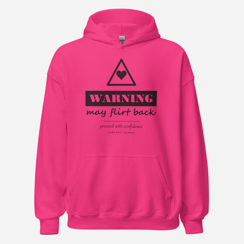 Gorgeous Baddie Warning: May Flirt Back Love Notes Hoodie in Heliconia