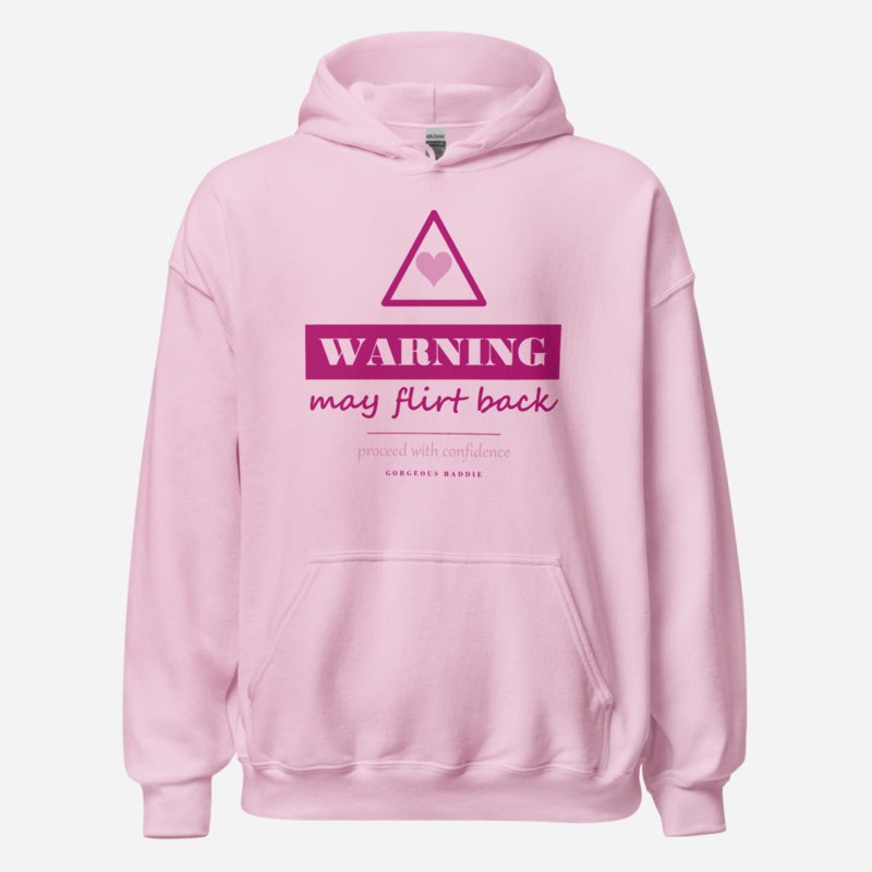 Gorgeous Baddie Warning: May Flirt Back Love Notes Hoodie Light Pink