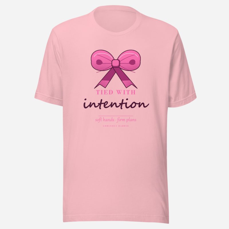 Gorgeous Baddie Tied With Intention Boutique Tee White Pink